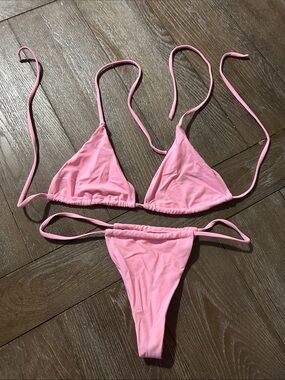 Pink Triangle String Bikini Set